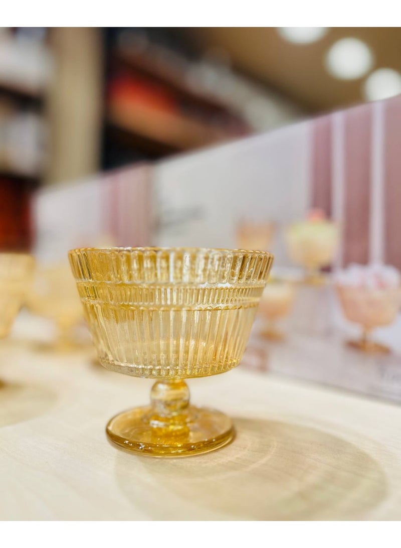 Striped Glass Ice Cream Cup Set - 6 Pieces - Image 1